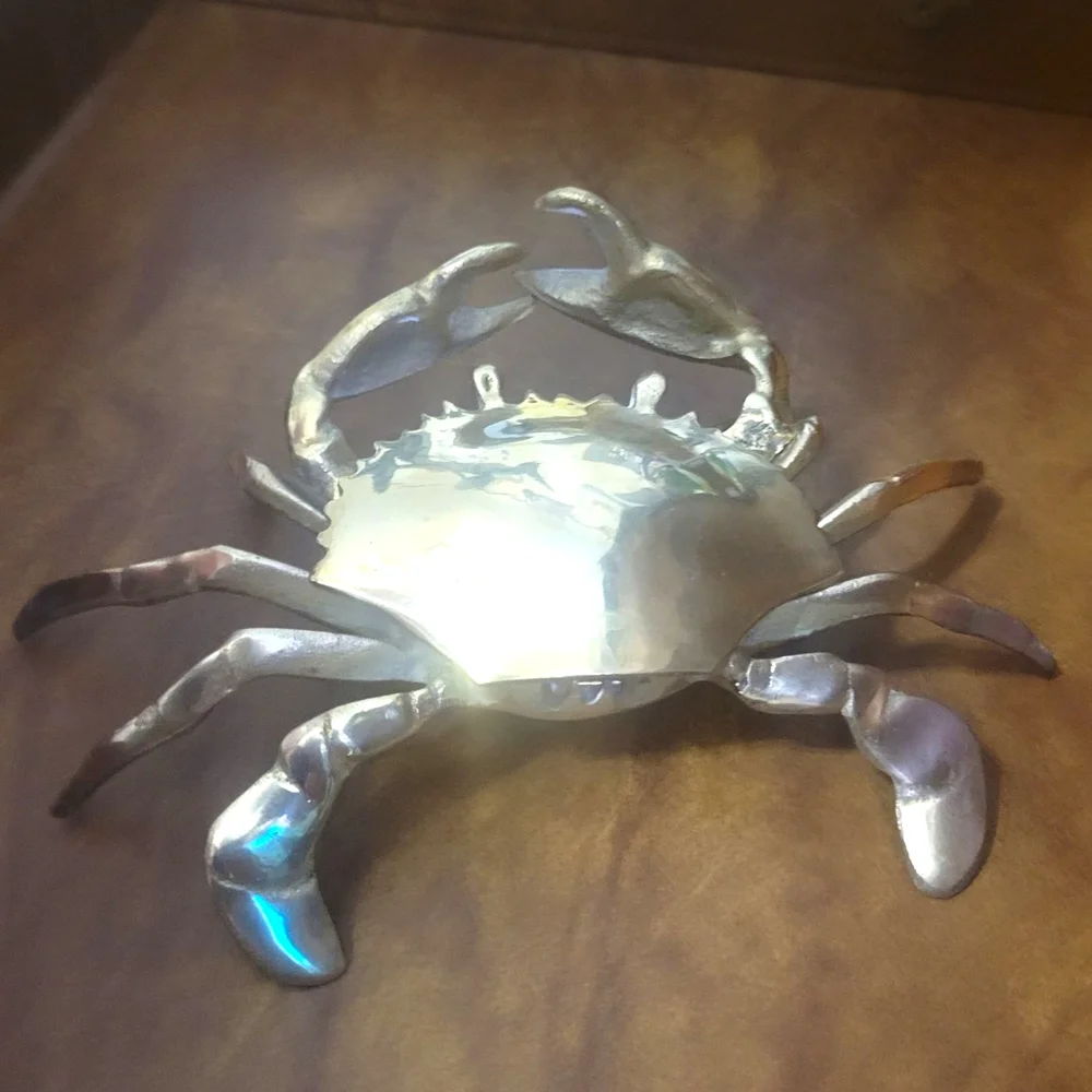 VTG Brass Crab Trinket Box